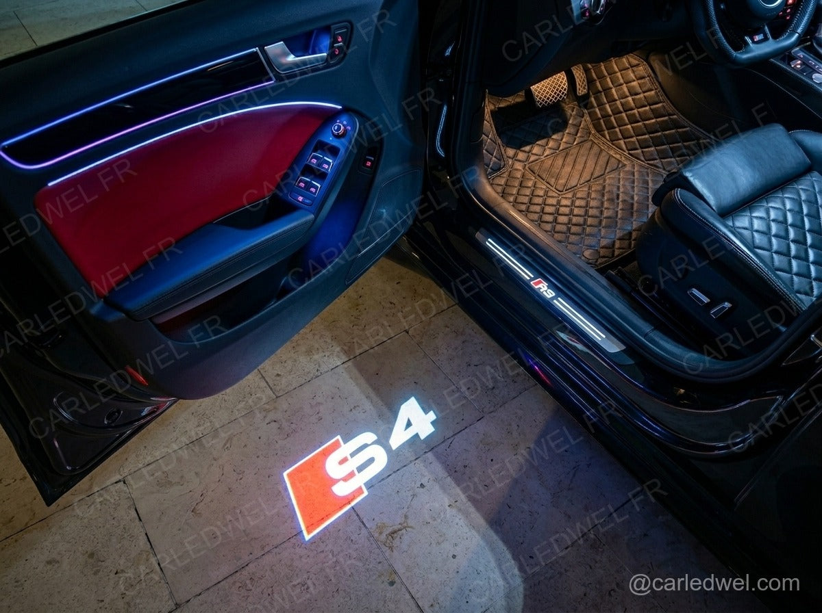 2 Projecteurs de porte LED AUDI S4 – Logo lumineux Plug&Play