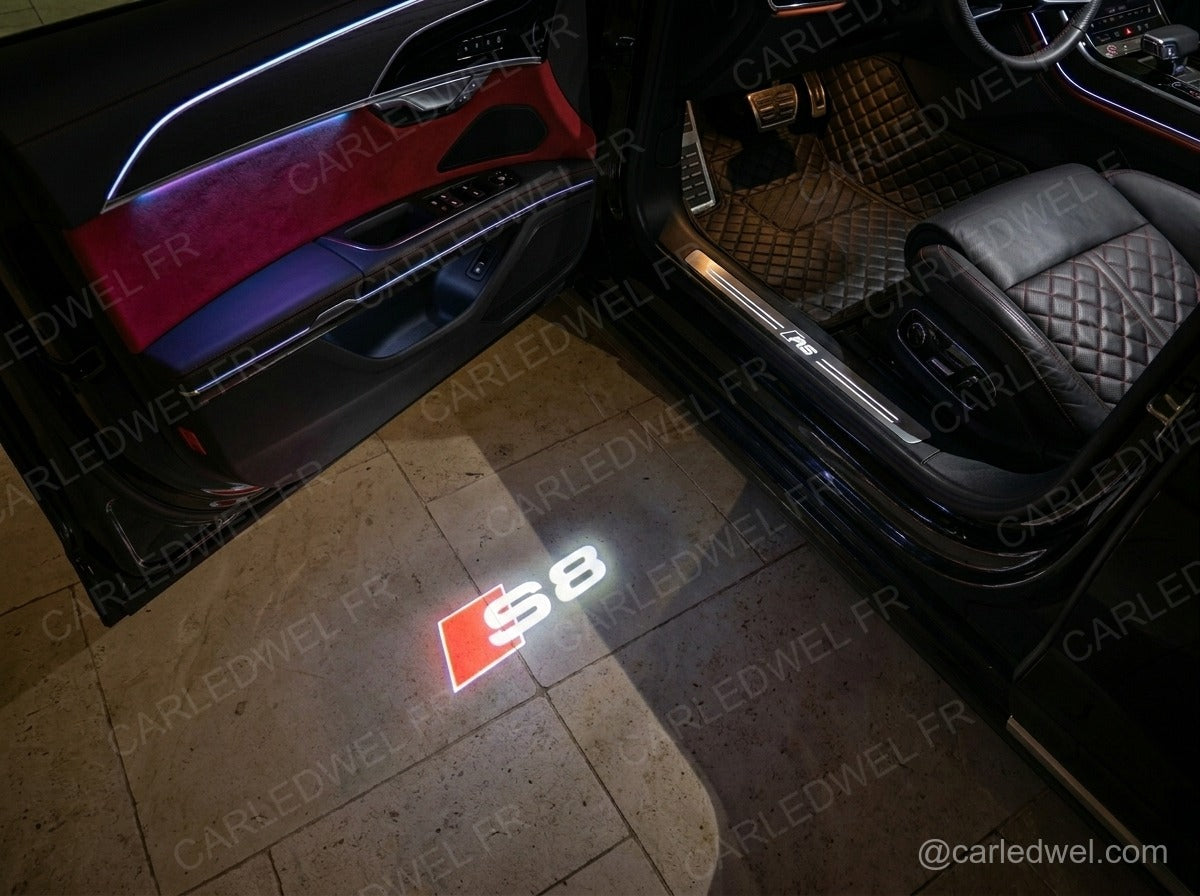 2 Projecteurs de porte LED AUDI S8 – Logo lumineux Plug&Play