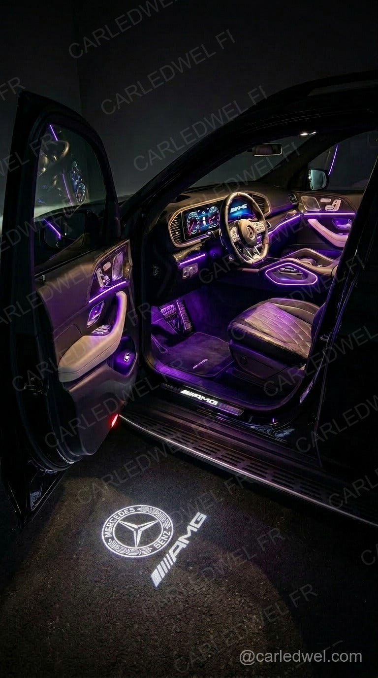 2 Projecteurs de porte LED Mercedes-Benz Laurel AMG – Logo lumineux Plug&Play