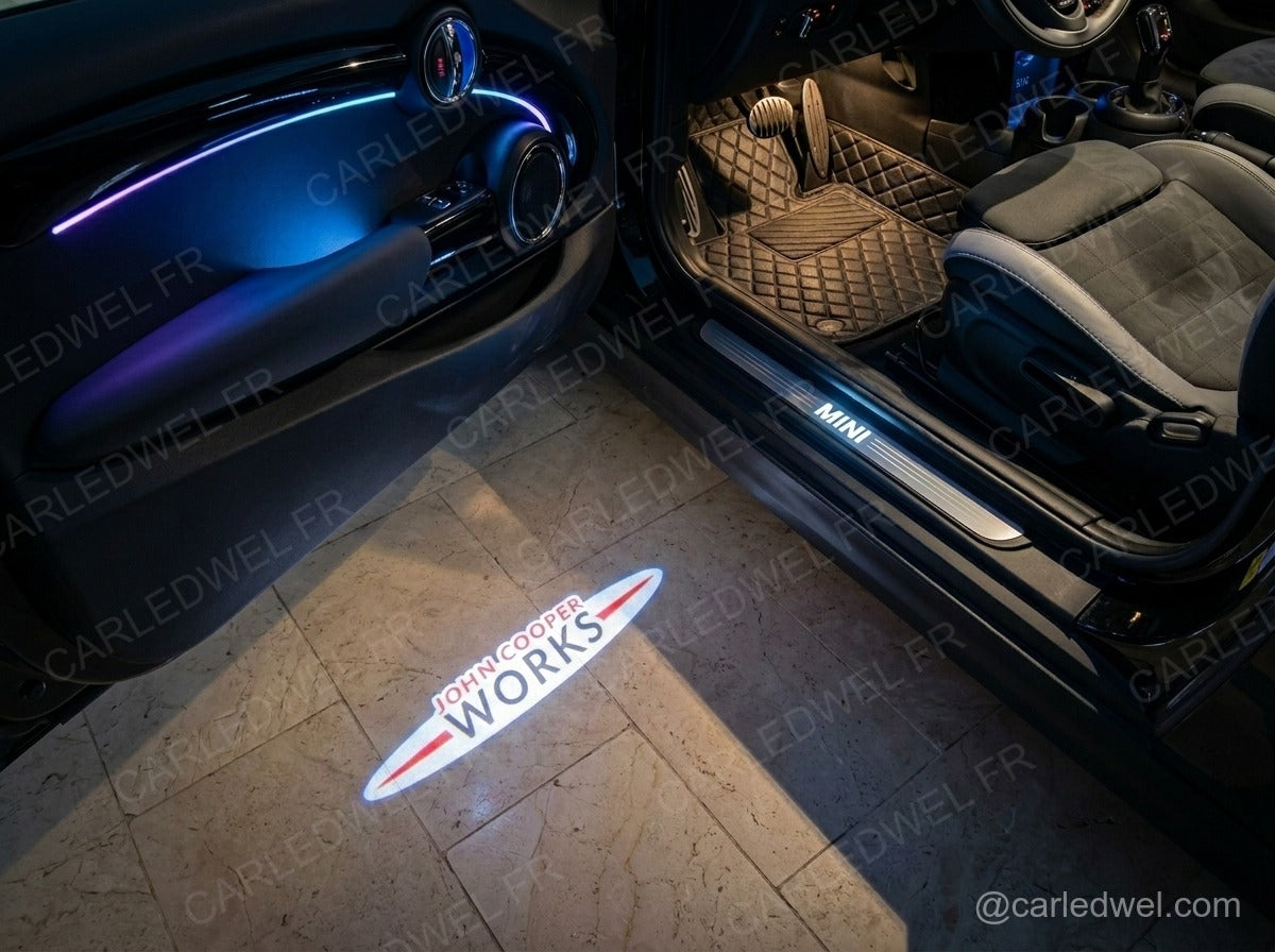 2 Projecteurs de porte LED Mini John Cooper Works JCW – Logo lumineux Plug&Play