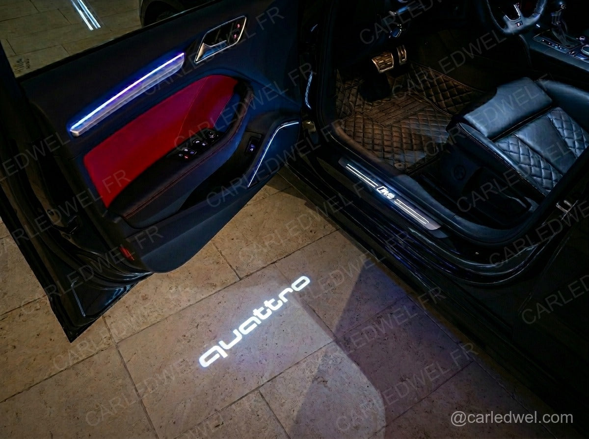 2 Projecteurs de porte LED AUDI Quattro – Logo lumineux Plug&Play