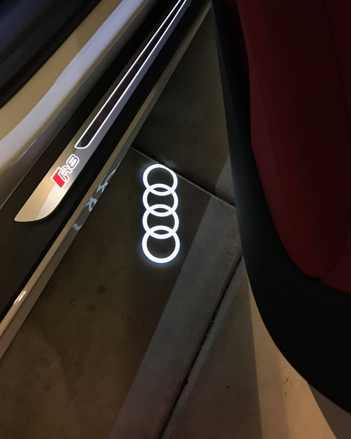 2x Projecteurs de porte Led compatible pour AUDI (4 anneaux) (PLUG&PLAY)