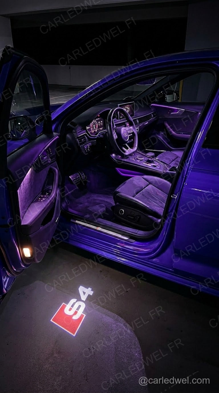 2 Projecteurs de porte LED AUDI S4 – Logo lumineux Plug&Play