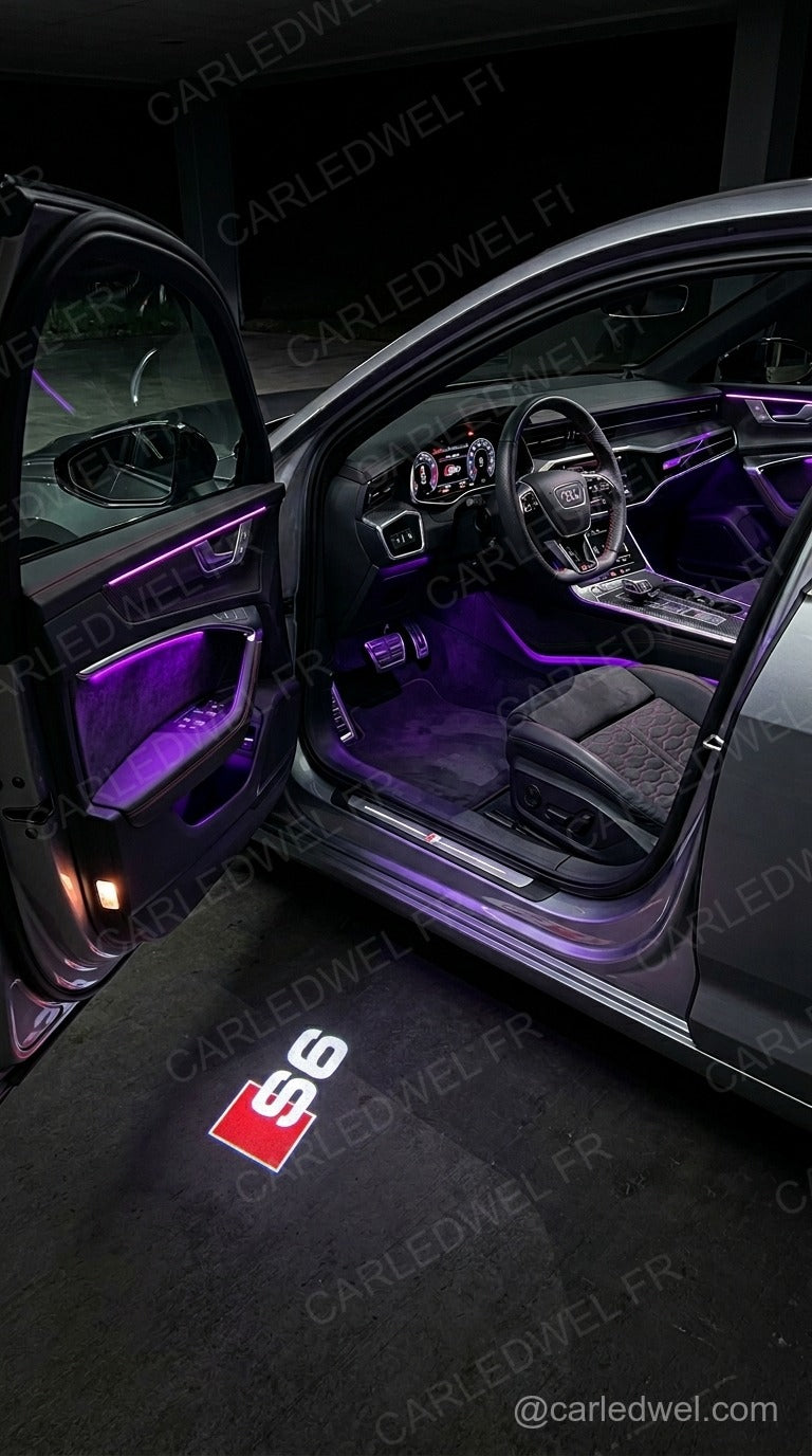 2 Projecteurs de porte LED AUDI S6 – Logo lumineux Plug&Play