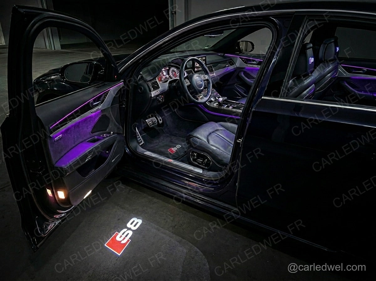 2 Projecteurs de porte LED AUDI S8 – Logo lumineux Plug&Play