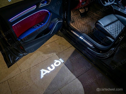 2 Projecteurs de porte LED AUDI – Logo 4 Anneaux lumineux Plug&Play