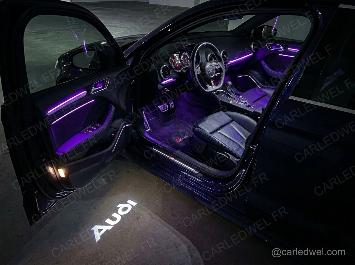 2 Projecteurs de porte LED AUDI – Logo 4 Anneaux lumineux Plug&Play