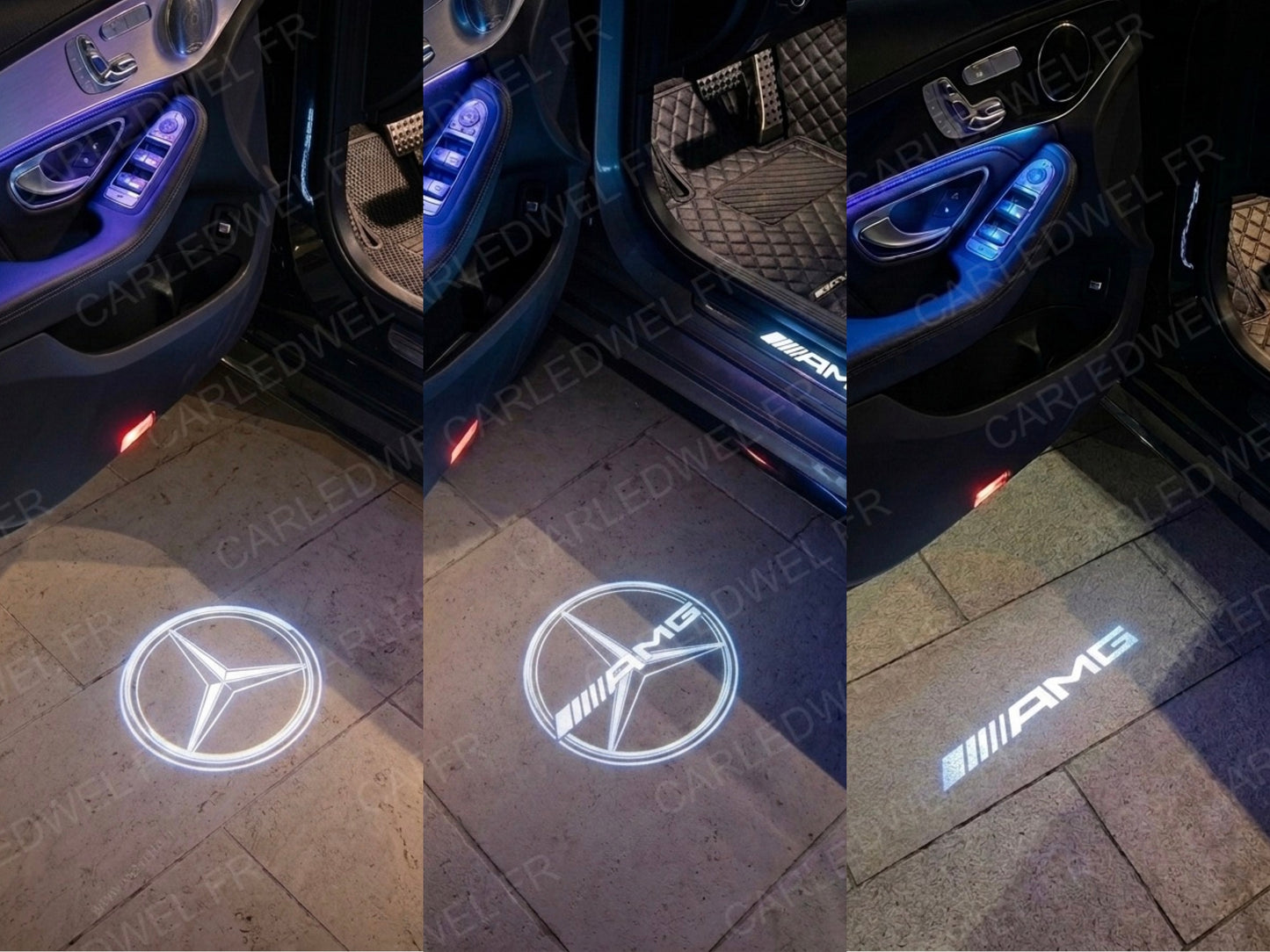 2 Projecteurs de porte LED Dynamic Mercedes Star AMG – Logo animé Plug&Play