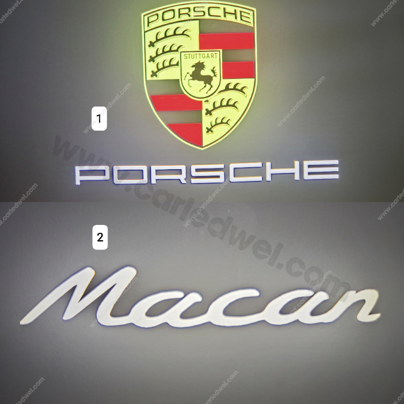 2x dynamische LED-Türprojektoren kompatibel für PORSCHE (Shield) &amp; Macan (PLUG&amp;PLAY)