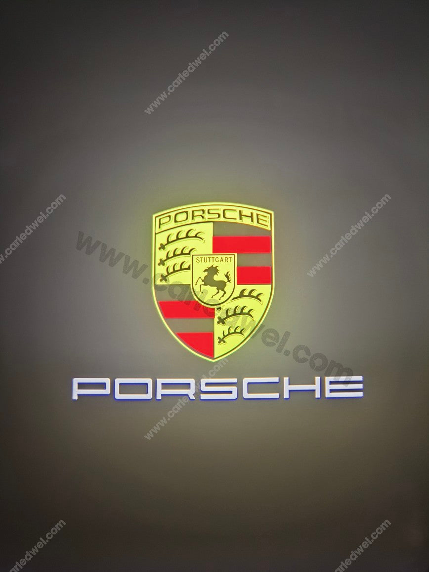 2x Projecteurs de porte Led compatible pour Porsche (Shield) (PLUG&PLAY)