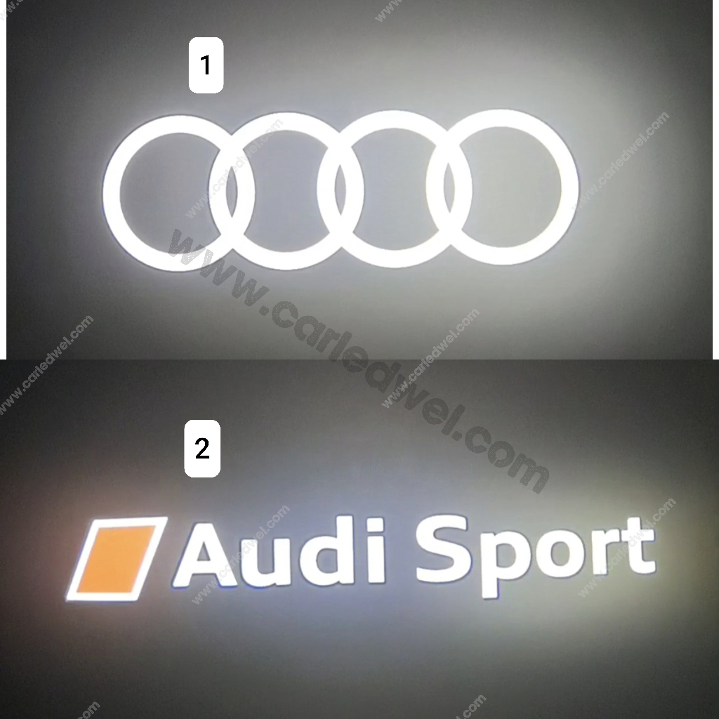 2x Dynamic Led Türprojektoren kompatibel für AUDI (4 Ringe + Audi Sport (PLUG&amp;PLAY)) 