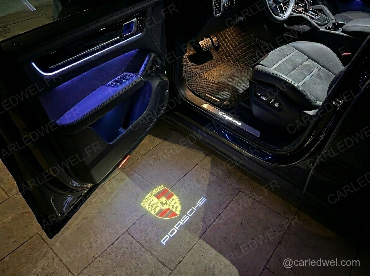 2 Projecteurs de porte Porsche – Logo lumineux Plug&Play