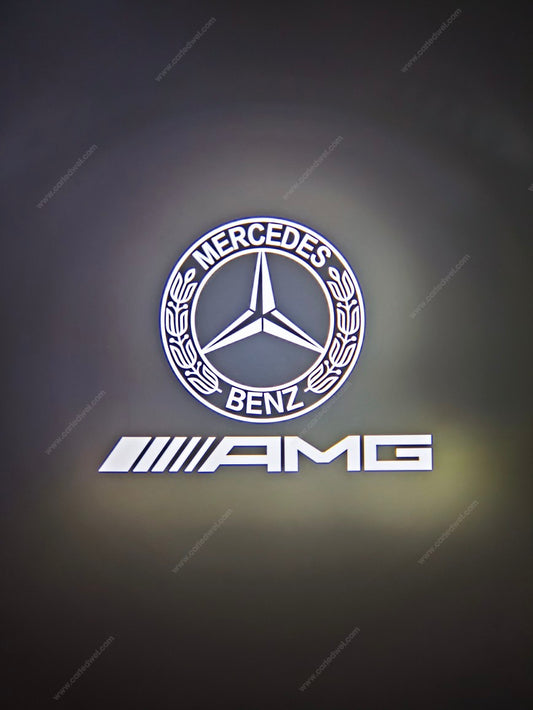 2x Projecteurs de porte Led compatible pour Mercedes Benz Laurel AMG (PLUG&PLAY)
