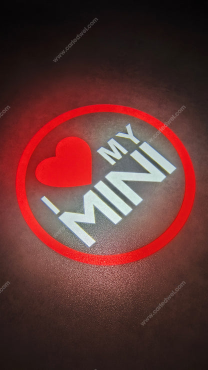 2x LED-Türprojektoren kompatibel mit Mini „I love my Mini“ (PLUG&PLAY)